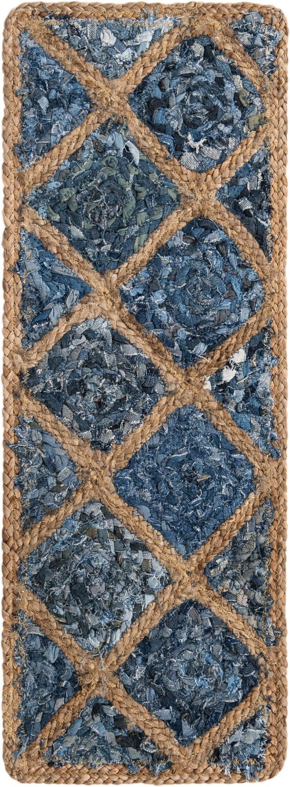 0' 9 x 2' 6 Halsey · Diamond Braided Jute Rug, blue