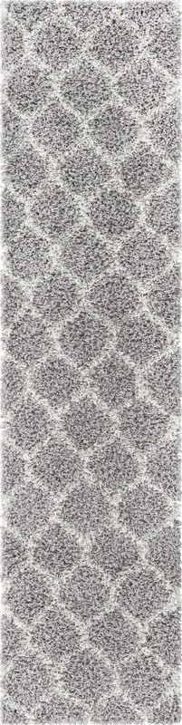 2' x 8' Barnett · Lattice Shag Rug, gray and ivory