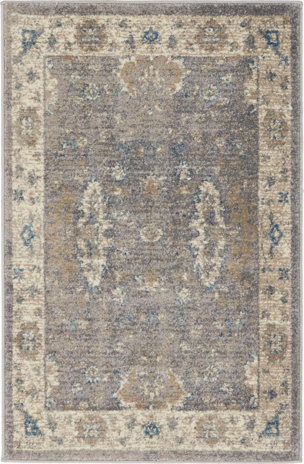 2' x 3' Leland · Medallion rug, gray and beige