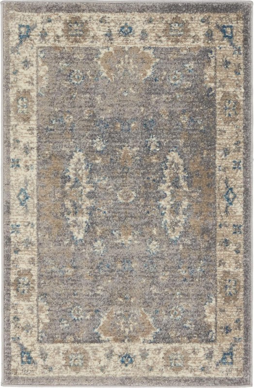 2' x 3' Leland · Medallion rug, gray and beige