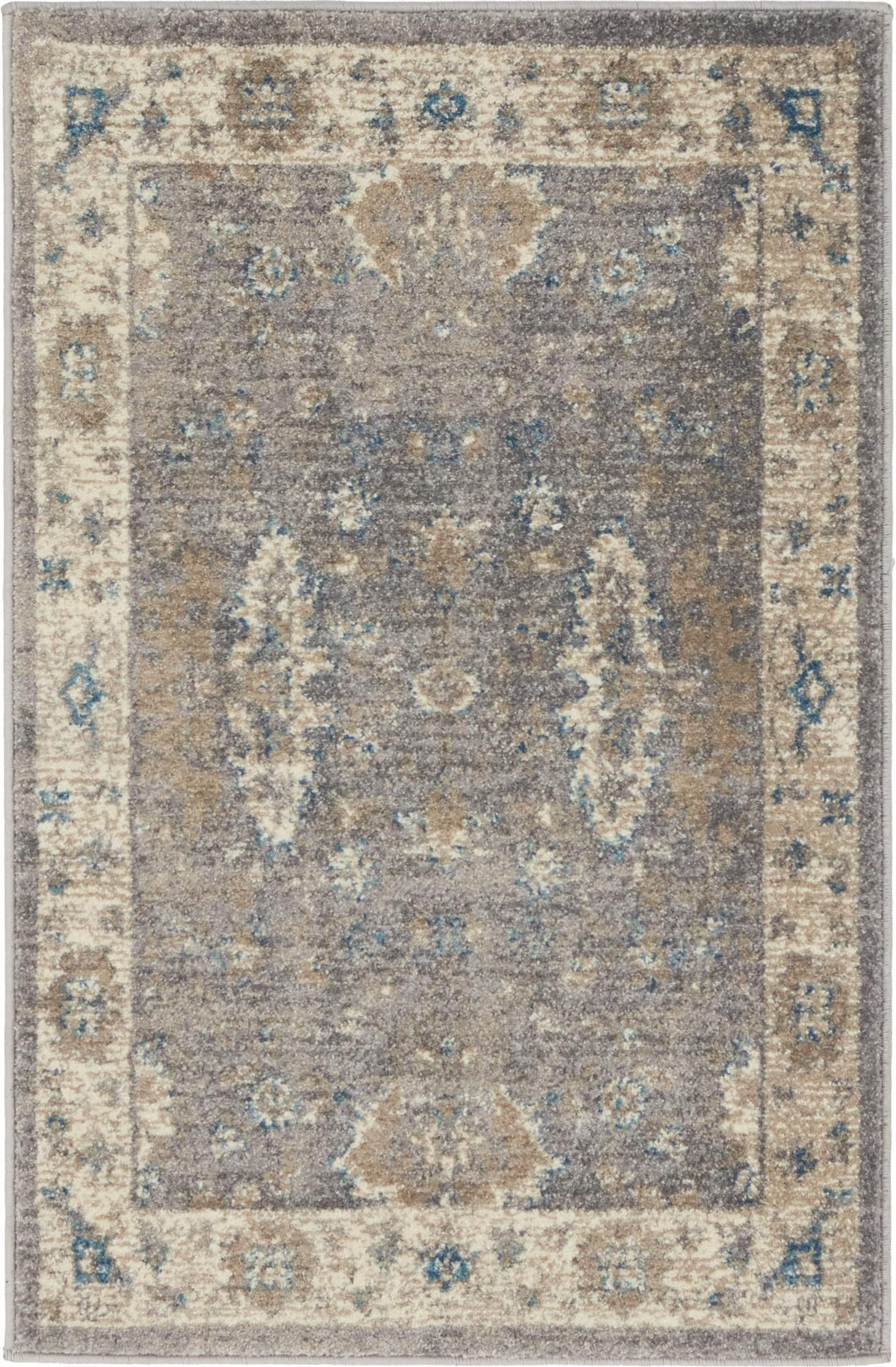 2' x 3' Leland · Medallion rug, gray and beige
