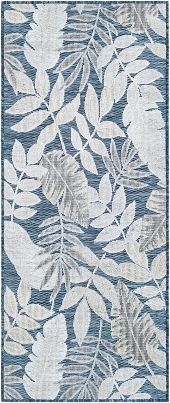 2' 2 x 5' 3 Quimby · Botanical Outdoor Rug, navy, gray and ivory
