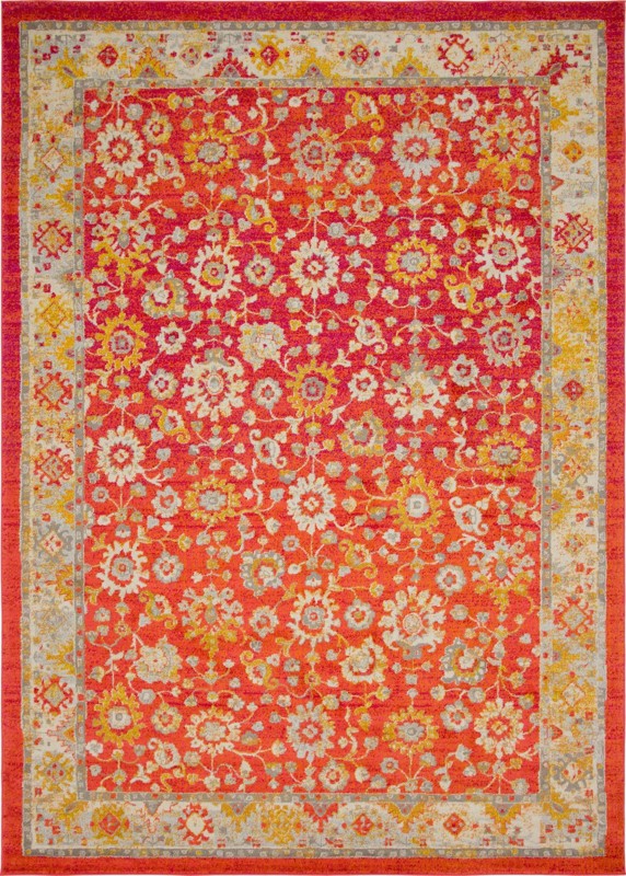 Hatcher · Floral border rug, rust and ivory
