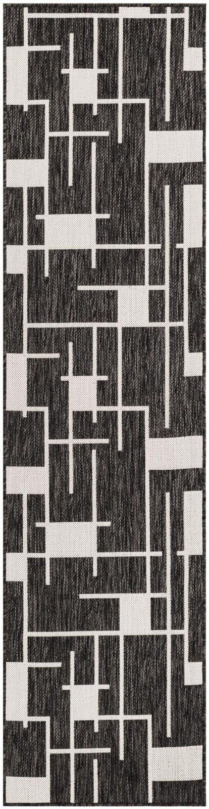 2' x 8' Gillespie · Abstract Outdoor Rug, black and white