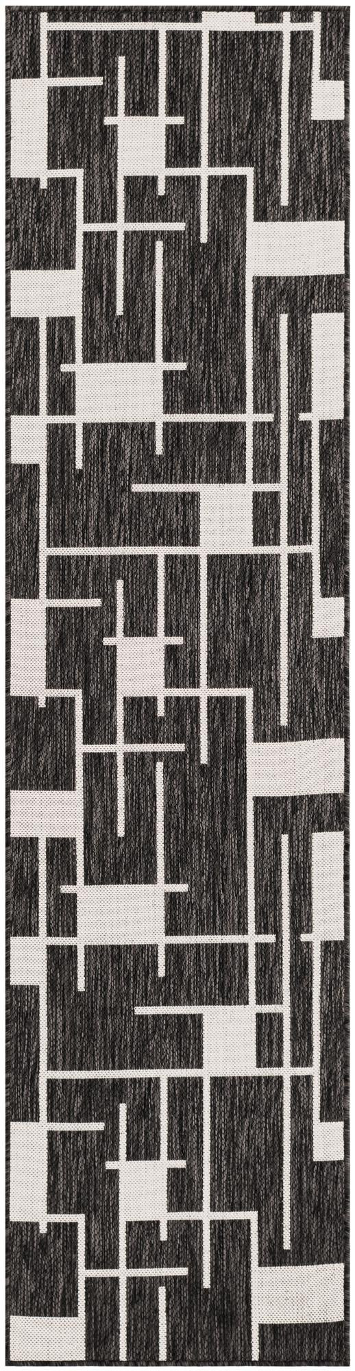 2' x 8' Gillespie · Abstract Outdoor Rug, black and white