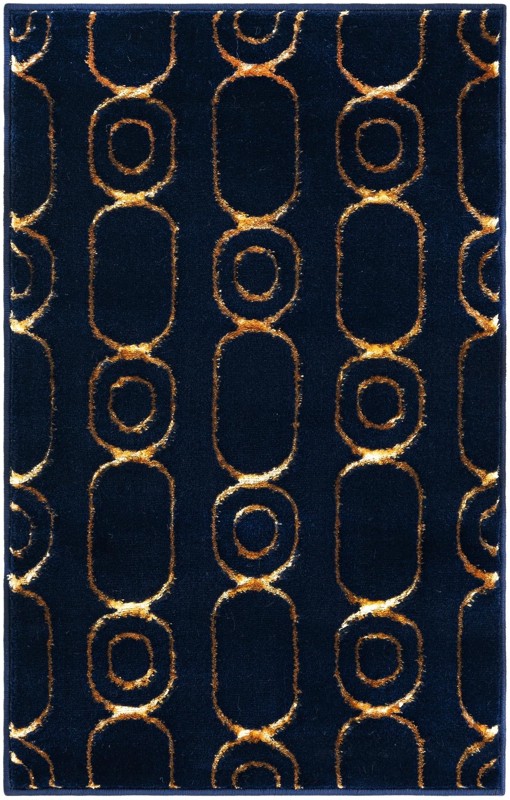Renwick · Geometric rug, navy blue and gold