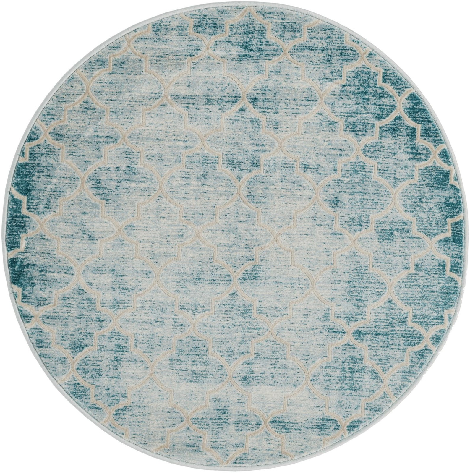 3' 3 x 3' 3 Dallimore · Lattice rug, teal and ivory