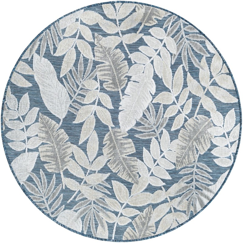 4' 5 x 4' 5 Quimby · Botanical Outdoor Rug, navy, gray and ivory