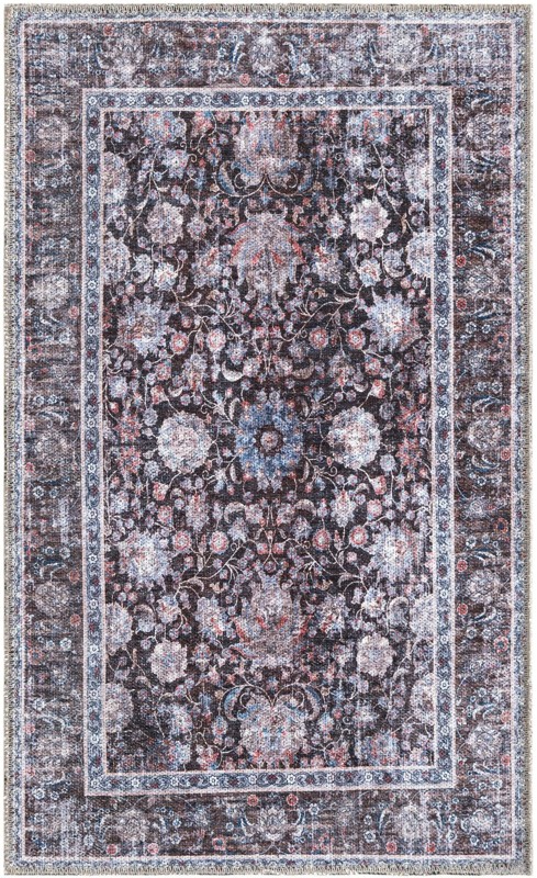 Bertie · Floral medallion rug, brown and blue