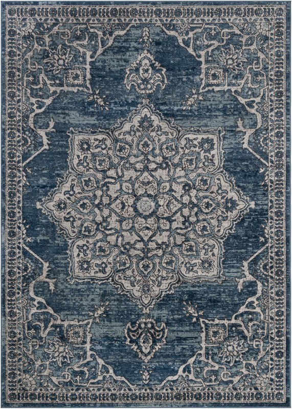 7' x 10' Wade · Border rug, blue