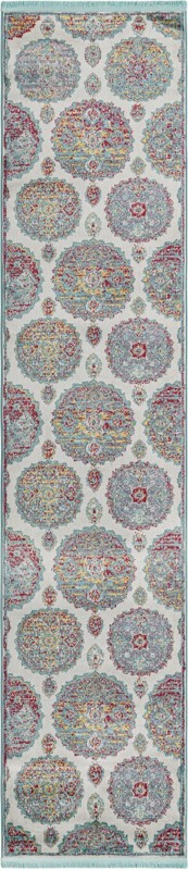 2' 7 x 12' Mather · Medallion rug, cream and multi