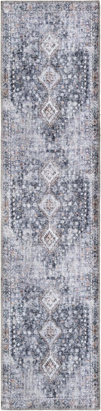 Hodges · Distressed medallion rug, gray and black