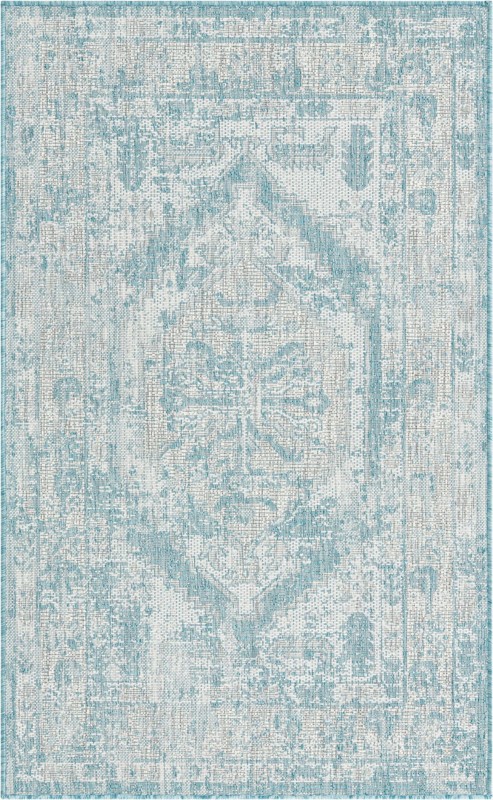 3' x 5' 3 Wylie · Border Outdoor Rug, aqua