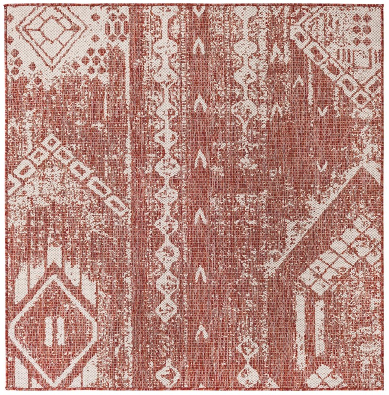 5' 3 x 5' 3 Wildman · Patchwork Outdoor Rug, rust red