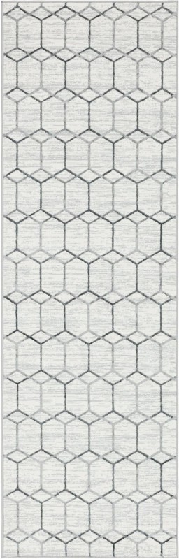 3' x 10' Babcock · Geometric rug, white
