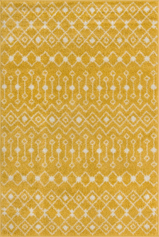 4' x 6' Boswell · Geometric lattice rug, yellow and ivory