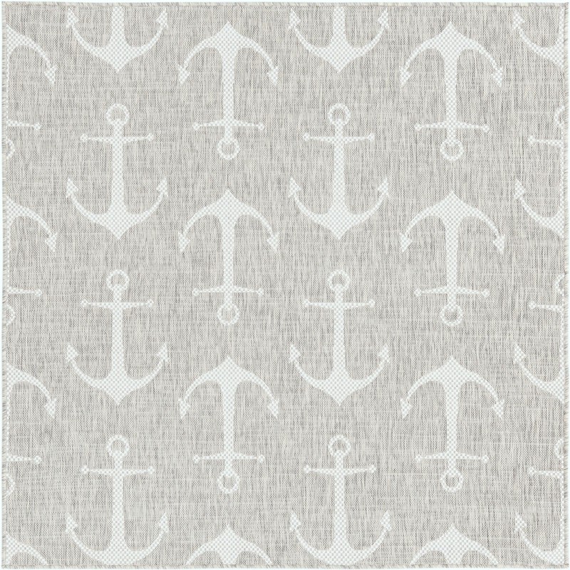 5' 3 x 5' 3 Millbrook · Anchor Outdoor Rug, gray and ivory