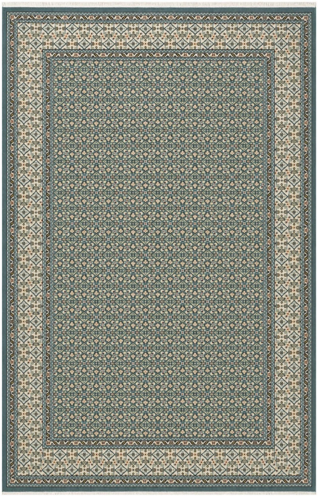 5' 3 x 8' Fenton · Geometric floral rug, light blue and ivory