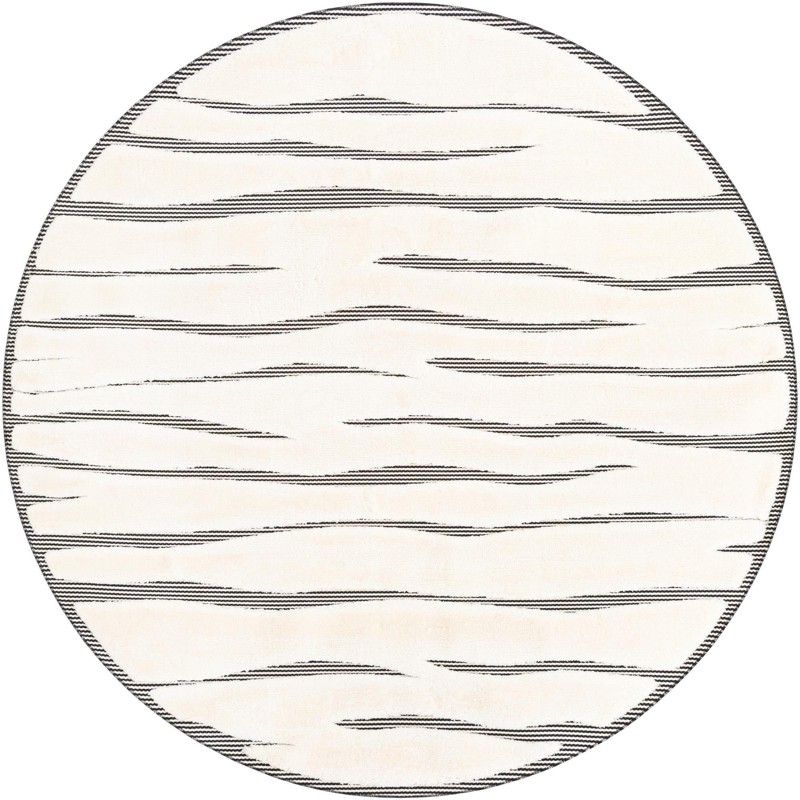 7' 10 x 7' 10 Villiers · Striped rug, ivory and black