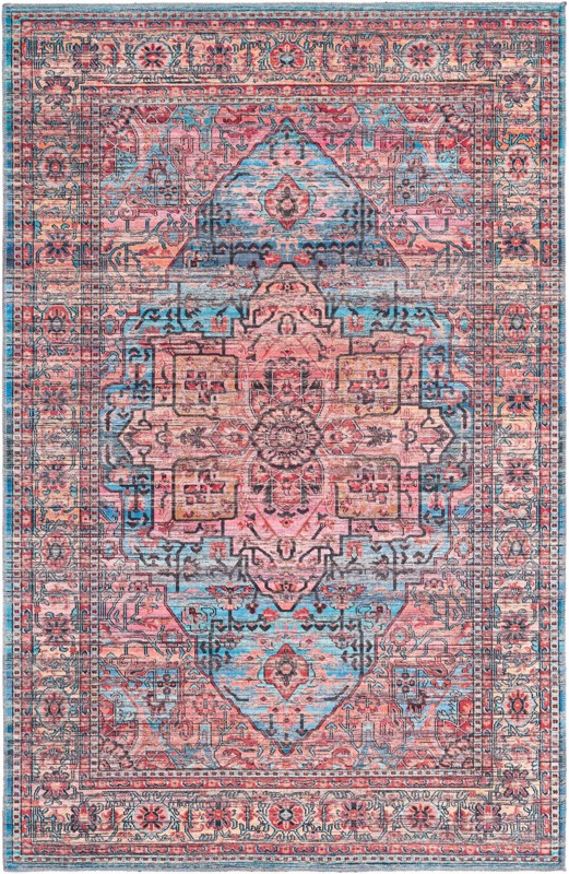 6' x 9' Sawyer · Border Washable Rug, blue