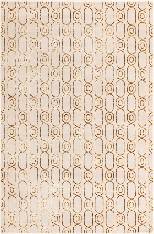 6' x 9' Renwick · Geometric rug, white and gold