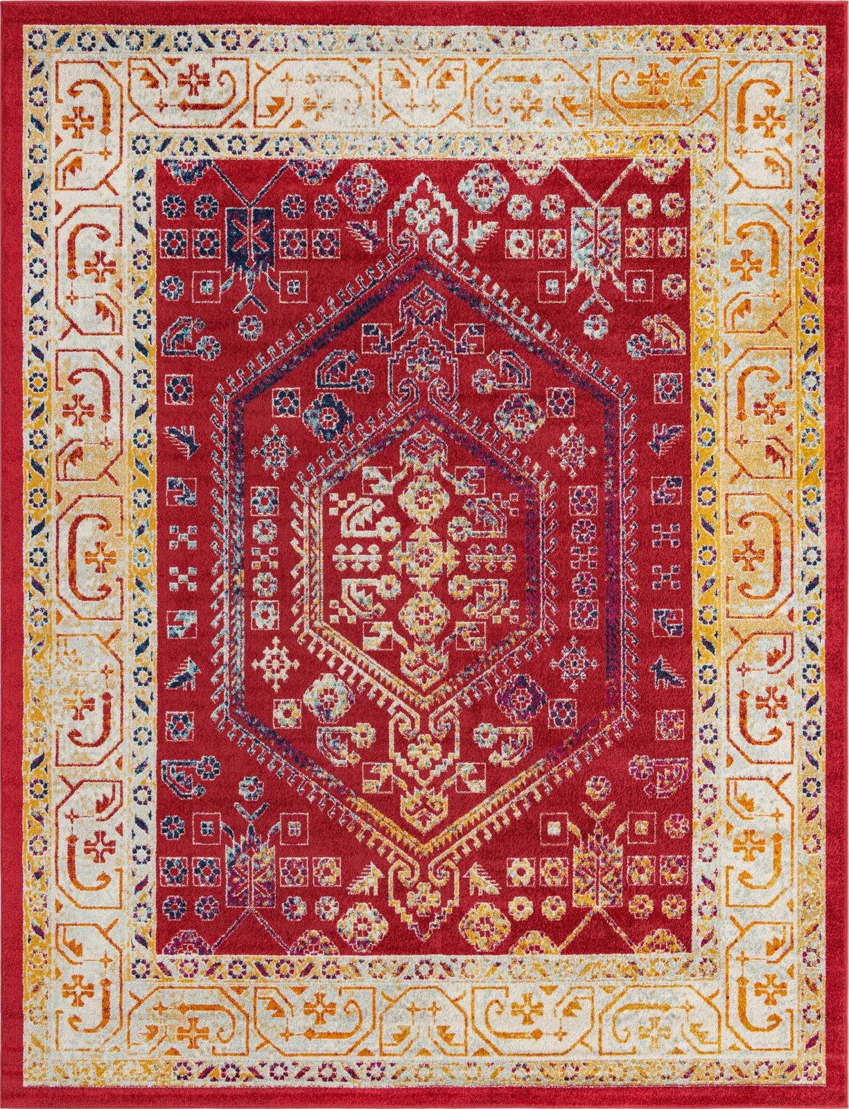 10' x 13' Broadhurst · Border rug, magenta