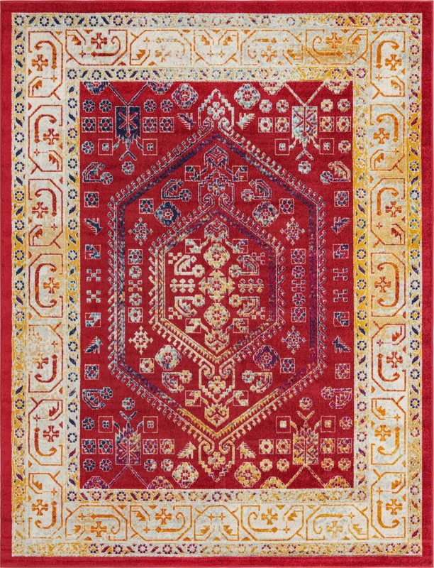 10' x 13' Broadhurst · Border rug, magenta