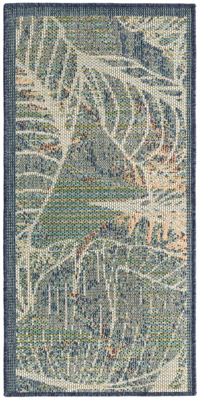 Bayless · Floral / botanical Outdoor Rug, blue