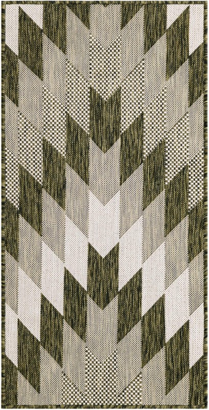 2' x 4' Morrell · Checkered Outdoor Rug, green