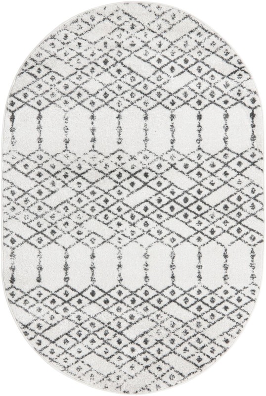 4' x 6' Newcomb · Geometric lattice rug, ivory and charcoal