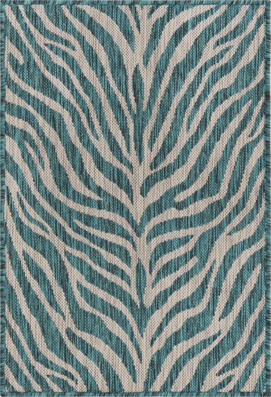 2' x 3' Abney · Animal print Outdoor Rug, teal