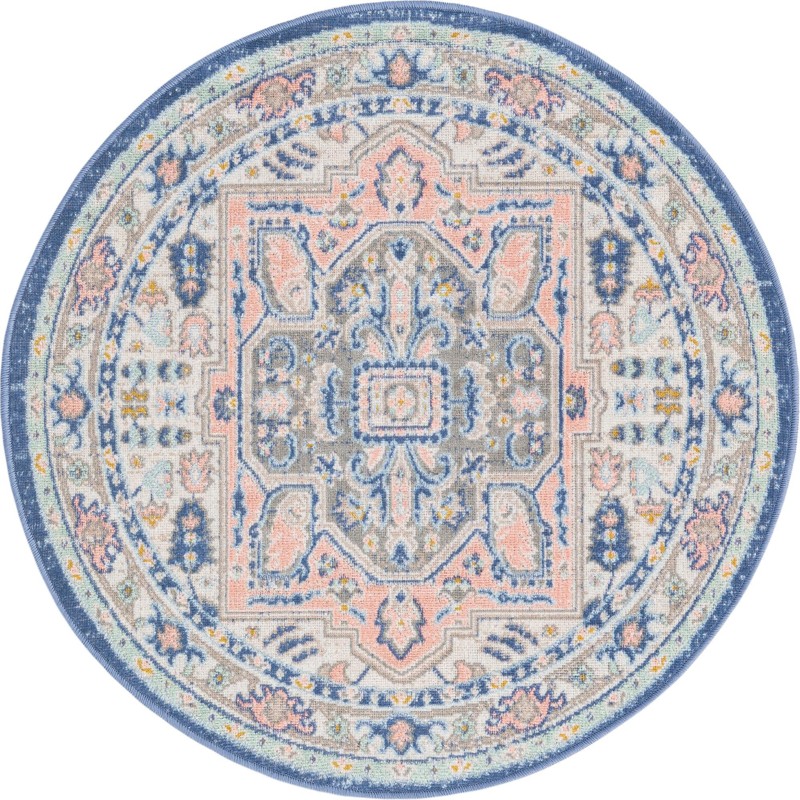 Jessup · Medallion octagon rug, blue and pink