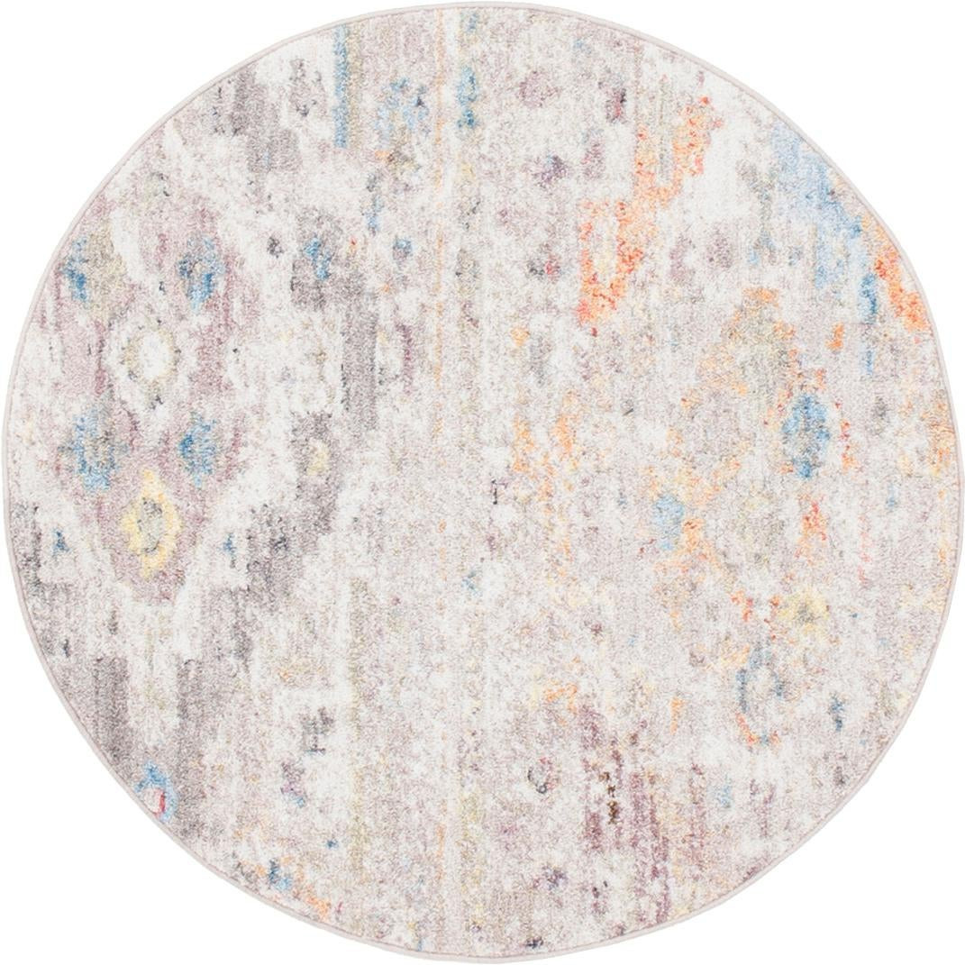 3' 3 x 3' 3 Quinn · Distressed abstract rug, cream and multi