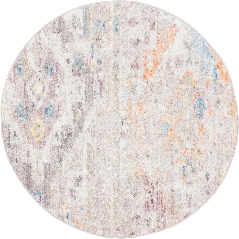 3' 3 x 3' 3 Quinn · Distressed abstract rug, cream and multi