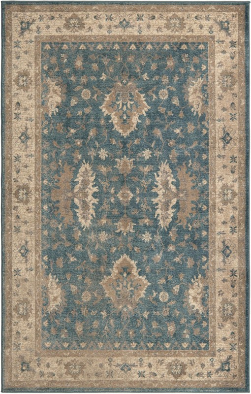 5' x 8' Leland · Medallion rug, light blue and ivory