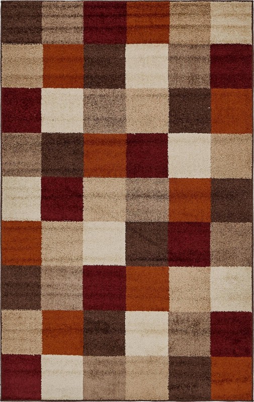 Padgett · Checkered rug, terracotta, brown and cream