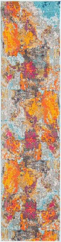2' x 8' Alton · Abstract Washable Rug, multicolor and gray