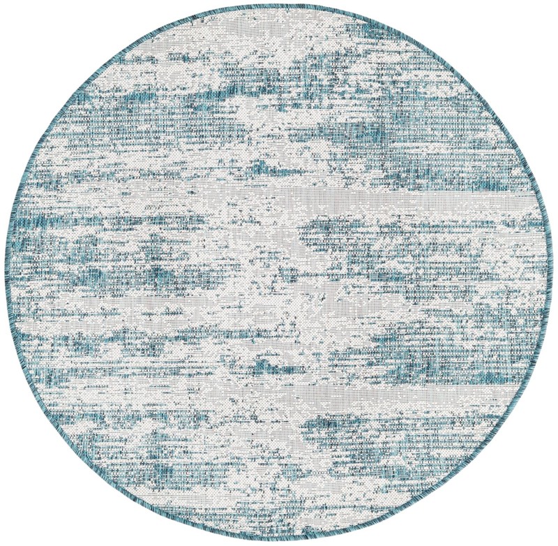 4' x 4' Henley · Abstract Outdoor Rug, teal