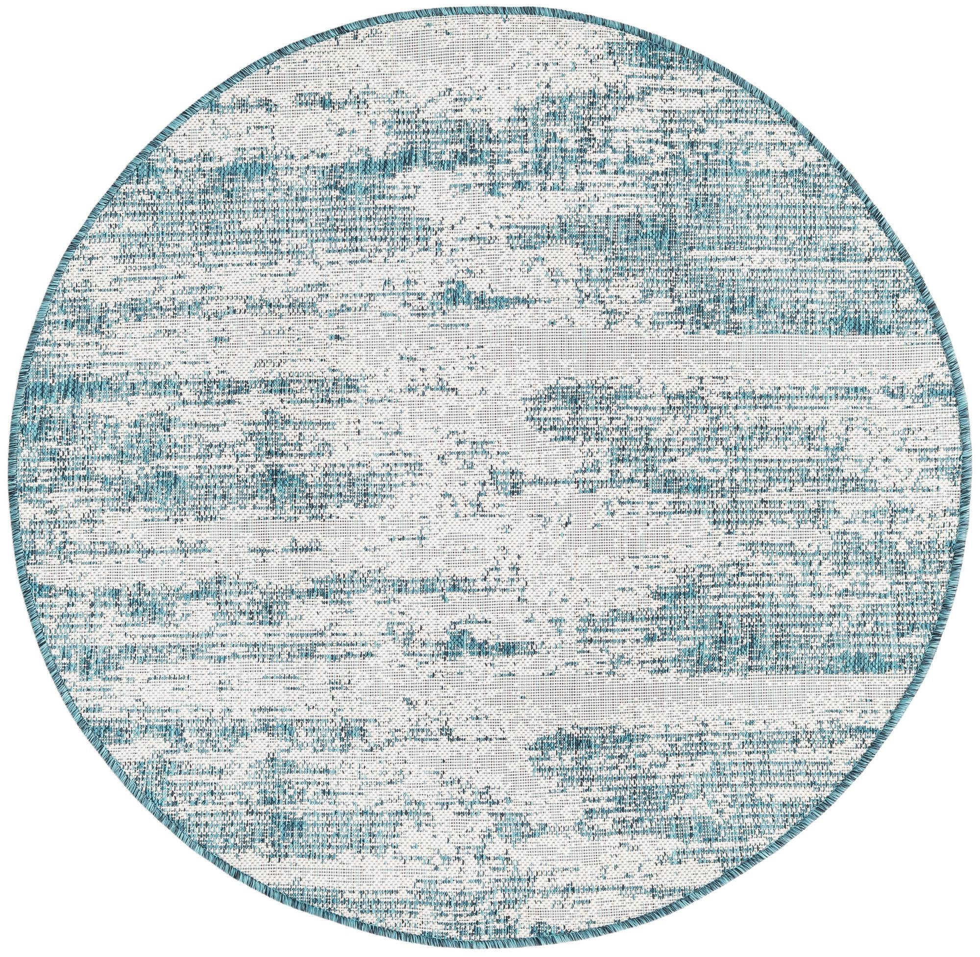 4' x 4' Henley · Abstract Outdoor Rug, teal