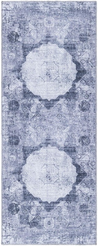 2' x 5' Fallowfield · Medallion Washable Rug, gray ivory