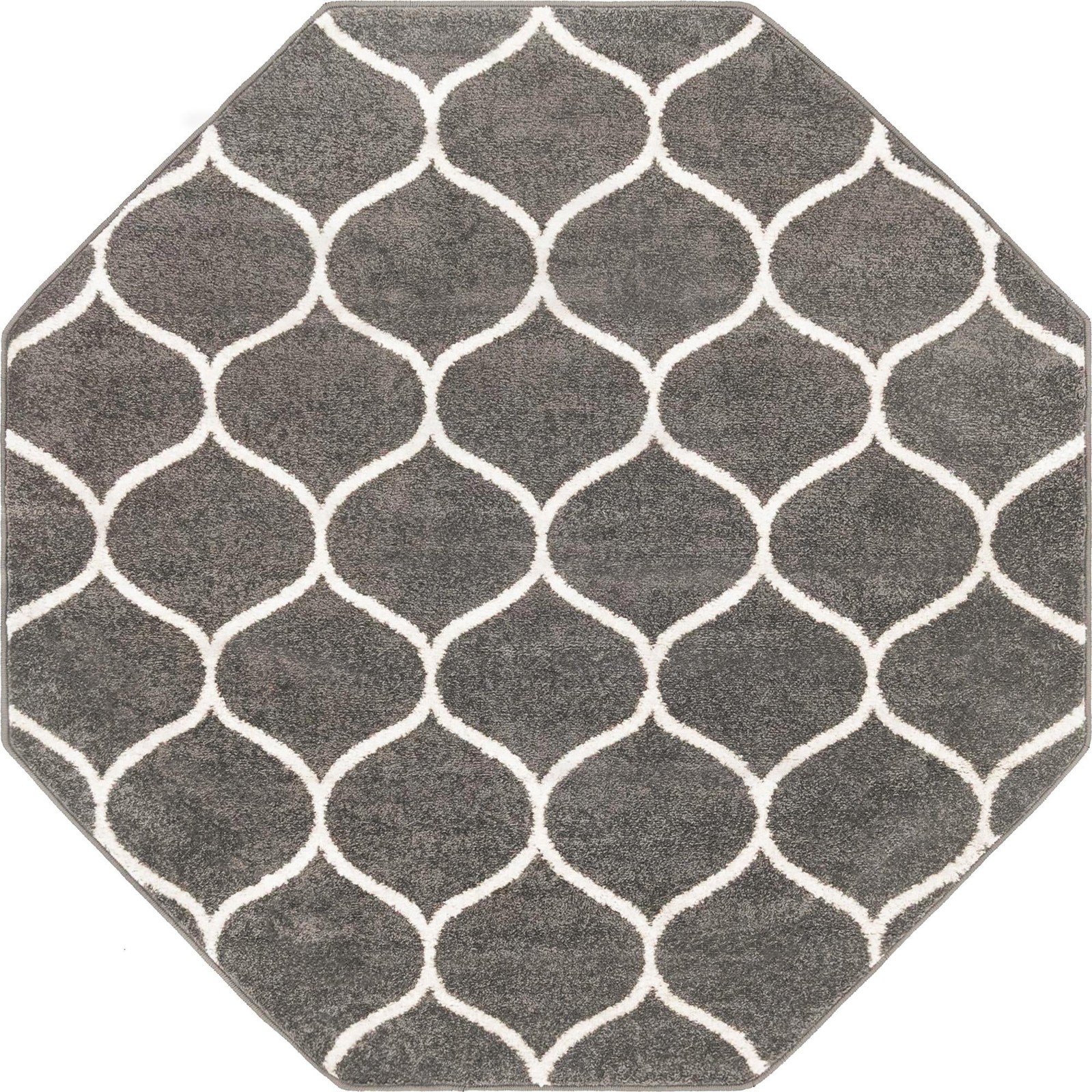 7' 10 x 7' 10 Ingram · Lattice rug, dark gray and ivory
