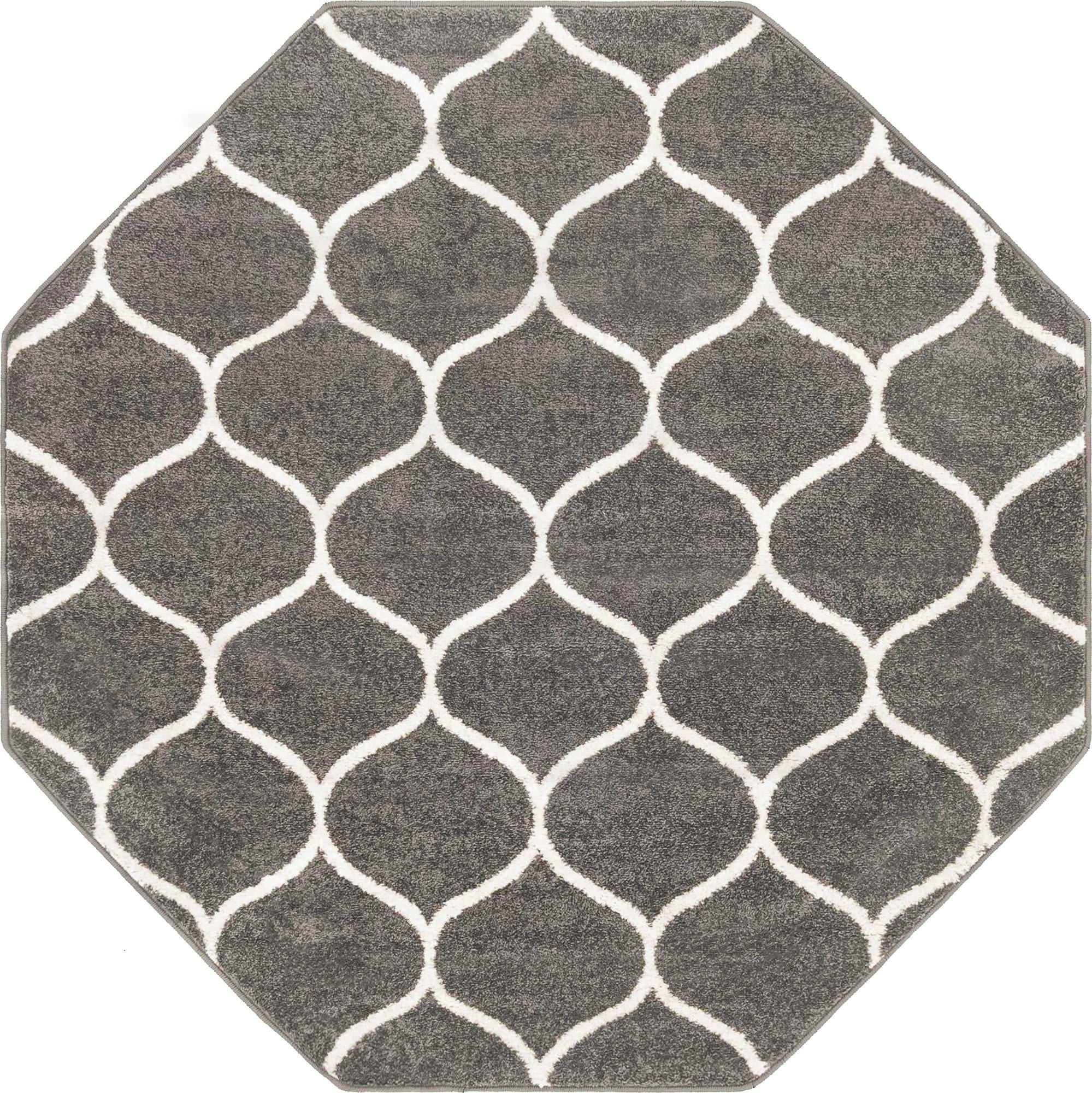 7' 10 x 7' 10 Ingram · Lattice rug, dark gray and ivory