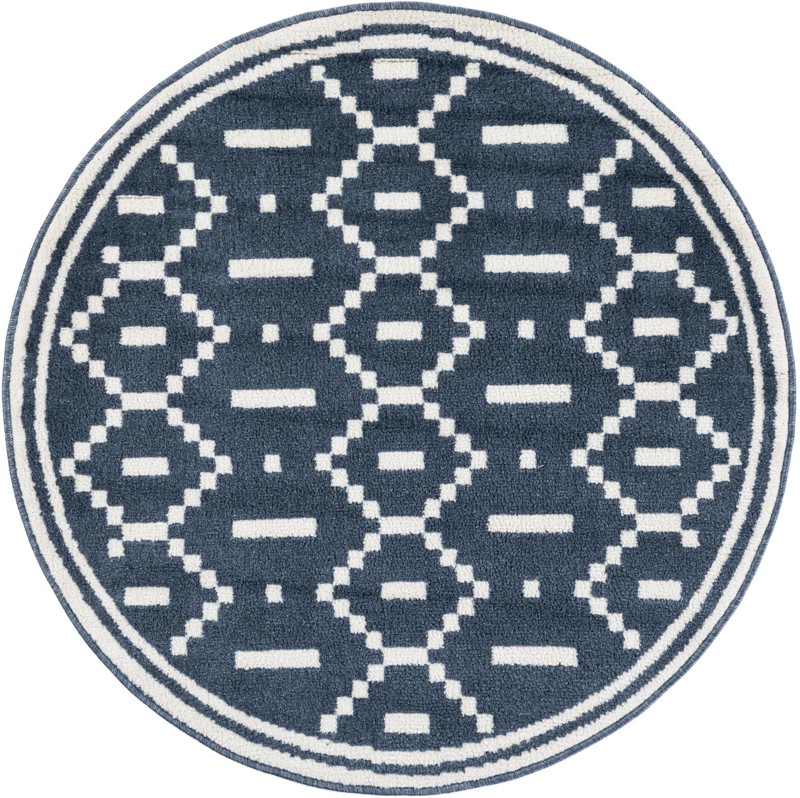 4' x 4' Rankin · Geometric rug, blue and ivory