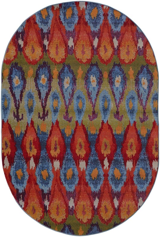 5' 3 x 8' Lomax · Ikat teardrop Outdoor Rug, multi
