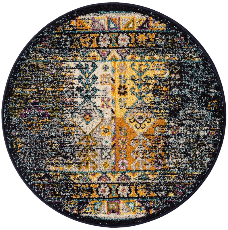 3' x 3' Cloudberry · Abstract rug, navy blue