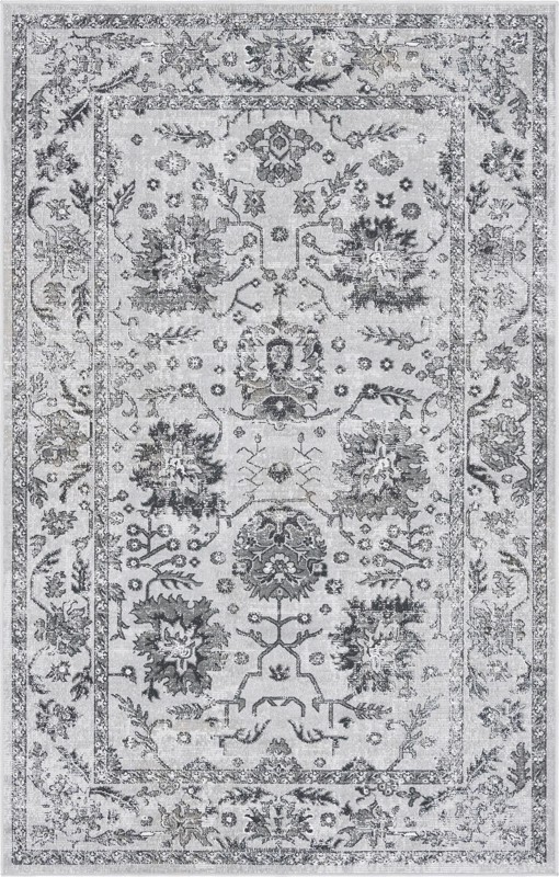 5' 3 x 8' Channing · Border rug, grey
