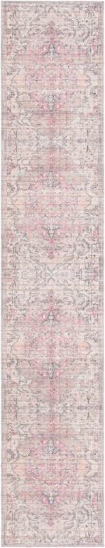 2' 7 x 14' Medford · Distressed medallion Washable Rug, pink and gray