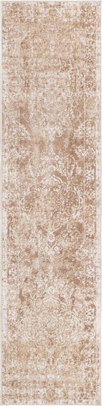2' x 8' Curlew · Distressed medallion rug, beige and ivory