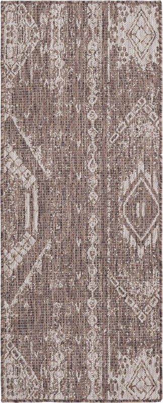 2' x 5' 3 Wildman · Geometric Outdoor Rug, brown