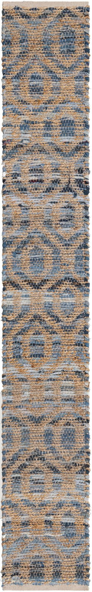 1' 2 x 8' Hops · Lattice Chindi Rug, navy and natural